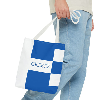 Personalized Greece Flag Tote Bag, Custom Name Greek Heritage Bag, Greece Travel Beach Tote, Greek Pride Gift - Proud & Loyal