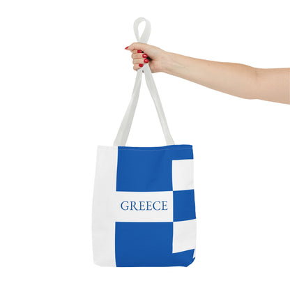Personalized Greece Flag Tote Bag, Custom Name Greek Heritage Bag, Greece Travel Beach Tote, Greek Pride Gift - Proud & Loyal