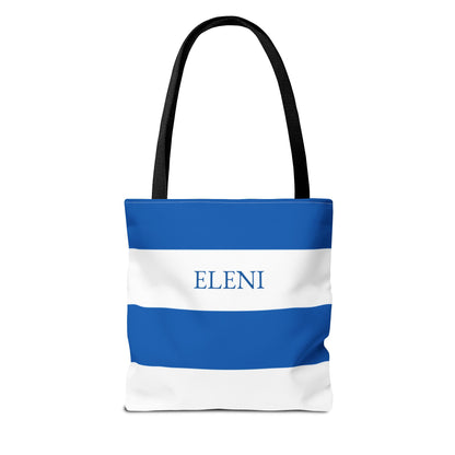 Personalized Greece Flag Tote Bag, Custom Name Greek Heritage Bag, Greece Travel Beach Tote, Greek Pride Gift - Proud & Loyal