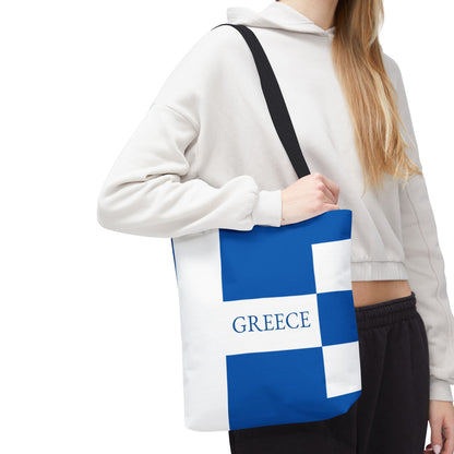 Personalized Greece Flag Tote Bag, Custom Name Greek Heritage Bag, Greece Travel Beach Tote, Greek Pride Gift - Proud & Loyal