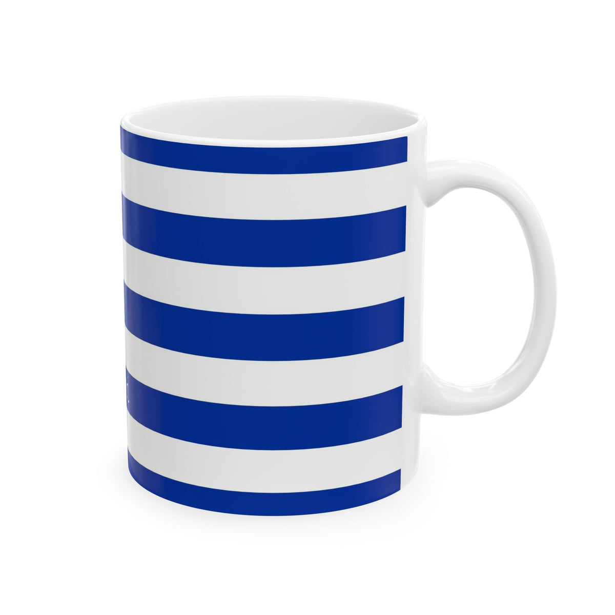 Personalized Greek Flag Navy Blue Striped Mug | Greece Ceramic Coffee Cup, New Citizen, Naturalization Gift, Heritage Gift - Proud & Loyal