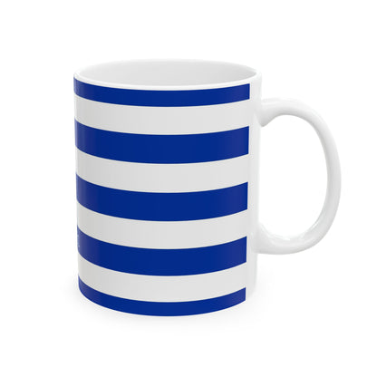 Personalized Greek Flag Navy Blue Striped Mug | Greece Ceramic Coffee Cup, New Citizen, Naturalization Gift, Heritage Gift - Proud & Loyal