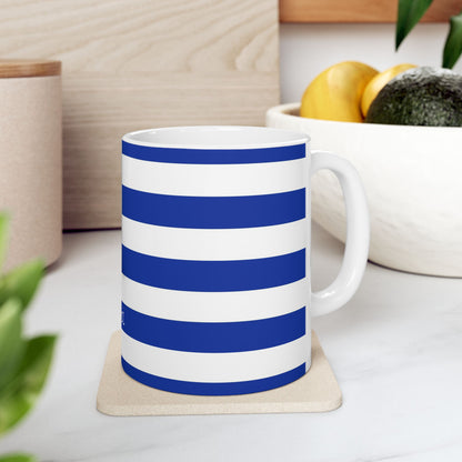 Personalized Greek Flag Navy Blue Striped Mug | Greece Ceramic Coffee Cup, New Citizen, Naturalization Gift, Heritage Gift - Proud & Loyal