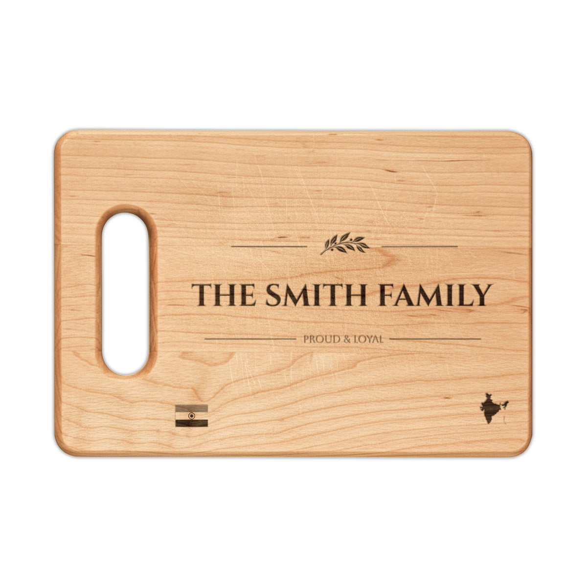 Personalized Indian Heritage Cutting Board, Hand Engraved India Family Name Chopping Board, Custom Indian Butcher Block, Chopping Board - Proud & Loyal