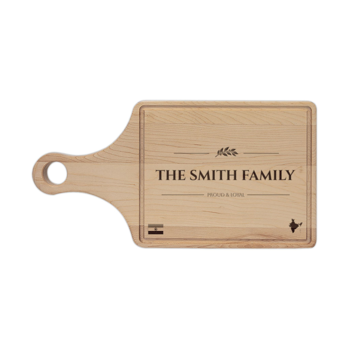 Personalized Indian Heritage Cutting Board, Hand Engraved India Family Name Chopping Board, Custom Indian Butcher Block, Chopping Board - Proud & Loyal