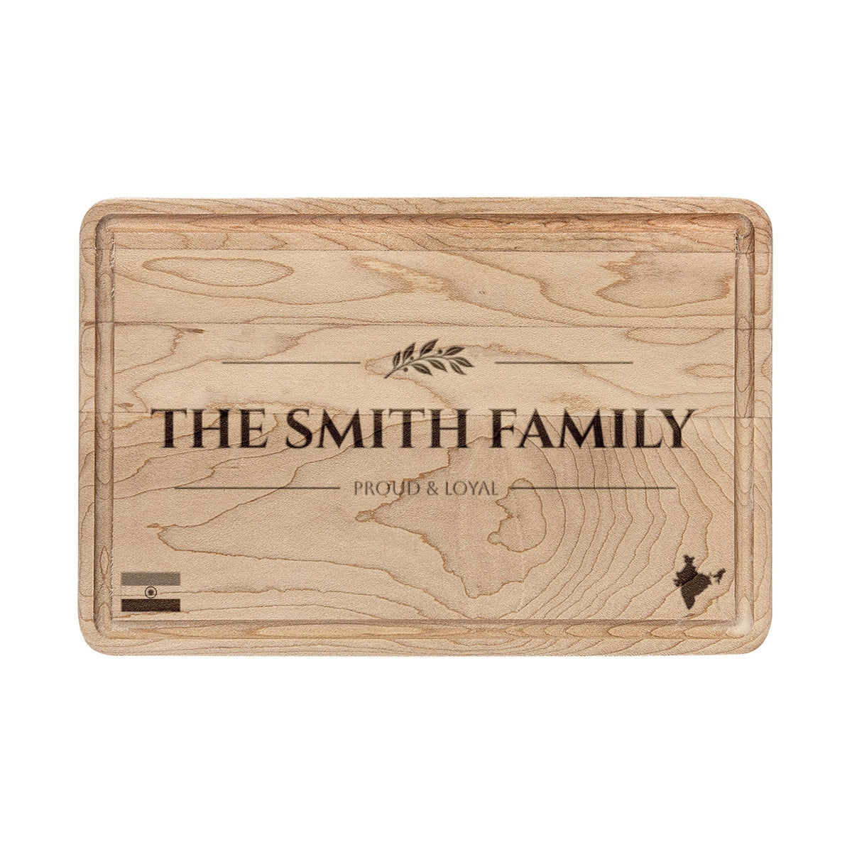 Personalized Indian Heritage Cutting Board, Hand Engraved India Family Name Chopping Board, Custom Indian Butcher Block, Chopping Board - Proud & Loyal