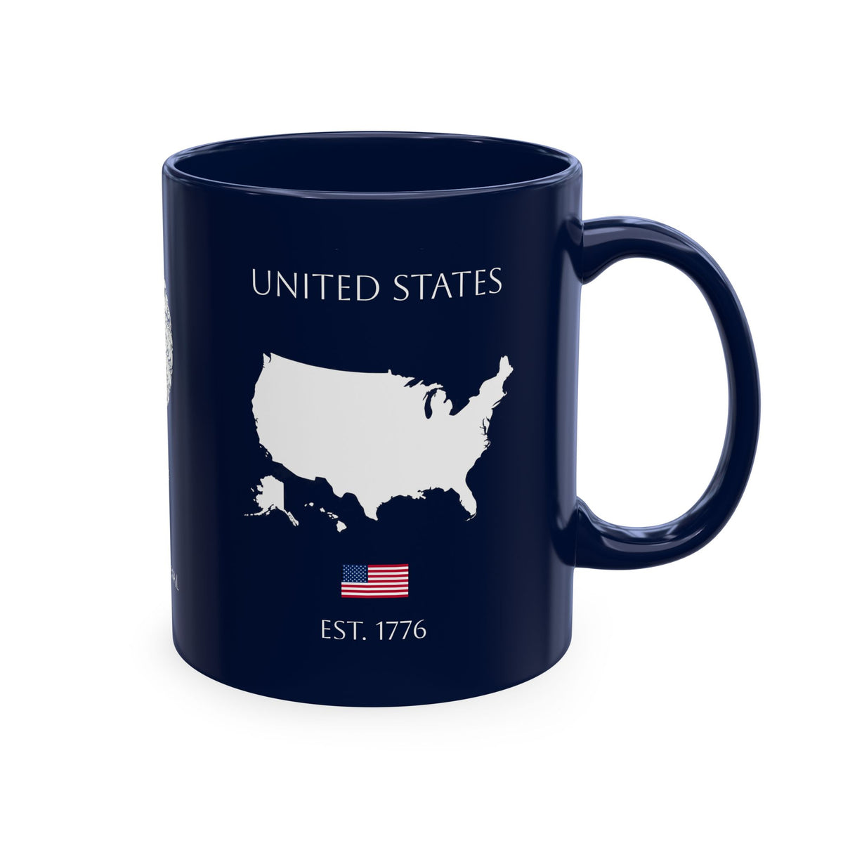 Personalized Initials and Name Monogram Wreath Ceramic Mug | Statue of Liberty Illustration | United States Flag Silhouette - Proud & Loyal