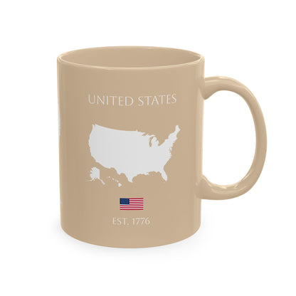 Personalized Initials and Name Monogram Wreath Ceramic Mug | Statue of Liberty Illustration | United States Flag Silhouette - Proud & Loyal