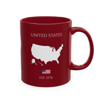 Personalized Initials and Name Monogram Wreath Ceramic Mug | Statue of Liberty Illustration | United States Flag Silhouette - Proud & Loyal