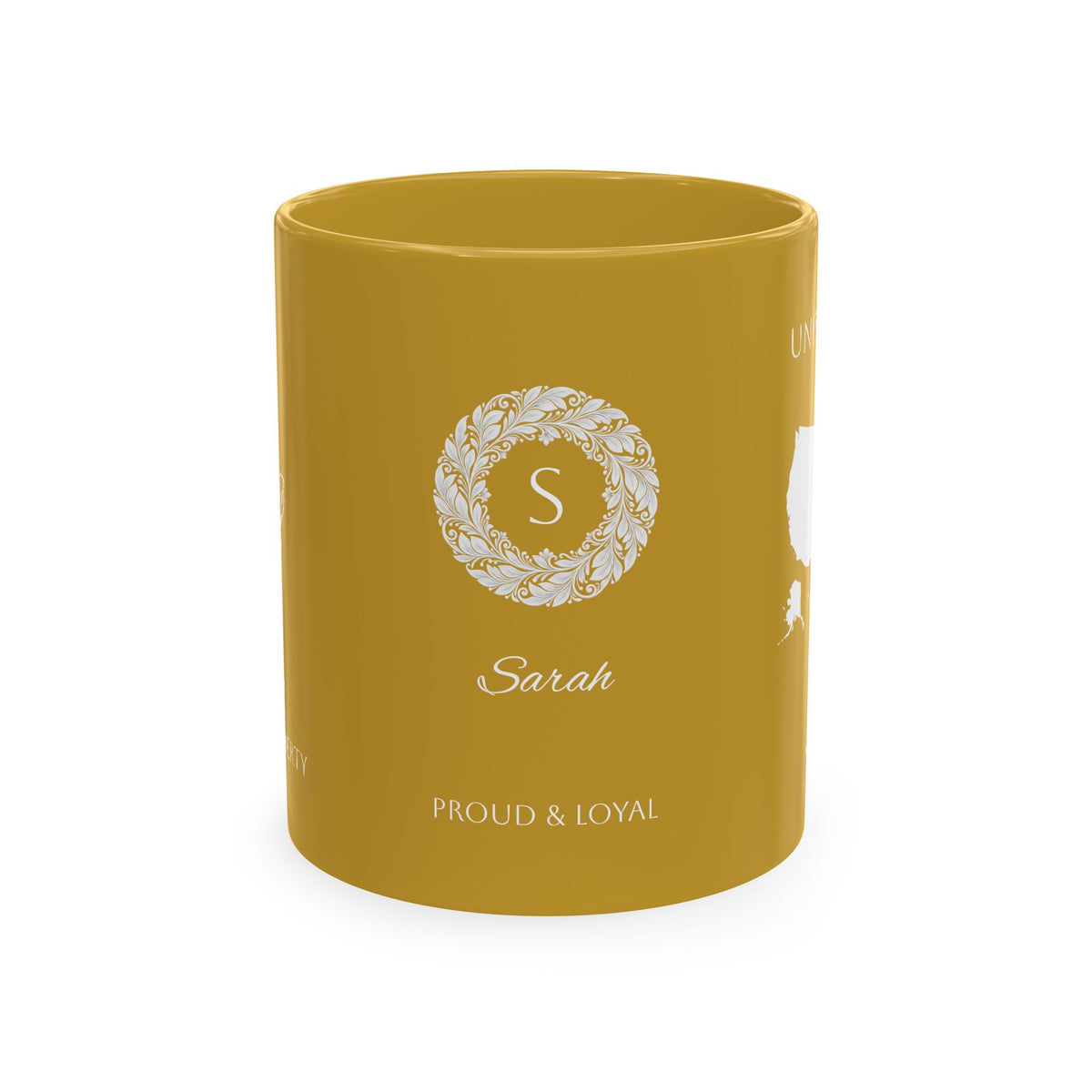 Personalized Initials and Name Monogram Wreath Ceramic Mug | Statue of Liberty Illustration | United States Flag Silhouette - Proud & Loyal