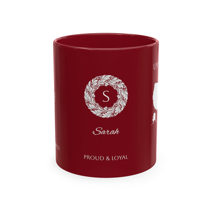 Personalized Initials and Name Monogram Wreath Ceramic Mug | Statue of Liberty Illustration | United States Flag Silhouette - Proud & Loyal