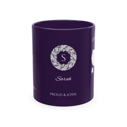Personalized Initials and Name Monogram Wreath Ceramic Mug | Statue of Liberty Illustration | United States Flag Silhouette - Proud & Loyal