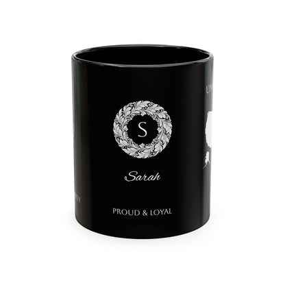 Personalized Initials and Name Monogram Wreath Ceramic Mug | Statue of Liberty Illustration | United States Flag Silhouette - Proud & Loyal