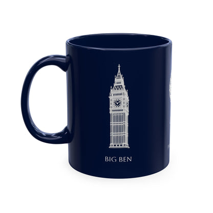 Personalized Initials and Name Monogram Wreath Mug Ceramic Mug | United Kingdom London Big Ben Accent - Proud & Loyal