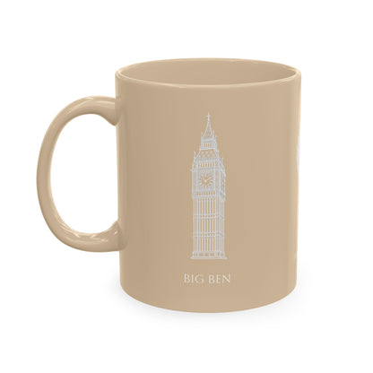 Personalized Initials and Name Monogram Wreath Mug Ceramic Mug | United Kingdom London Big Ben Accent - Proud & Loyal