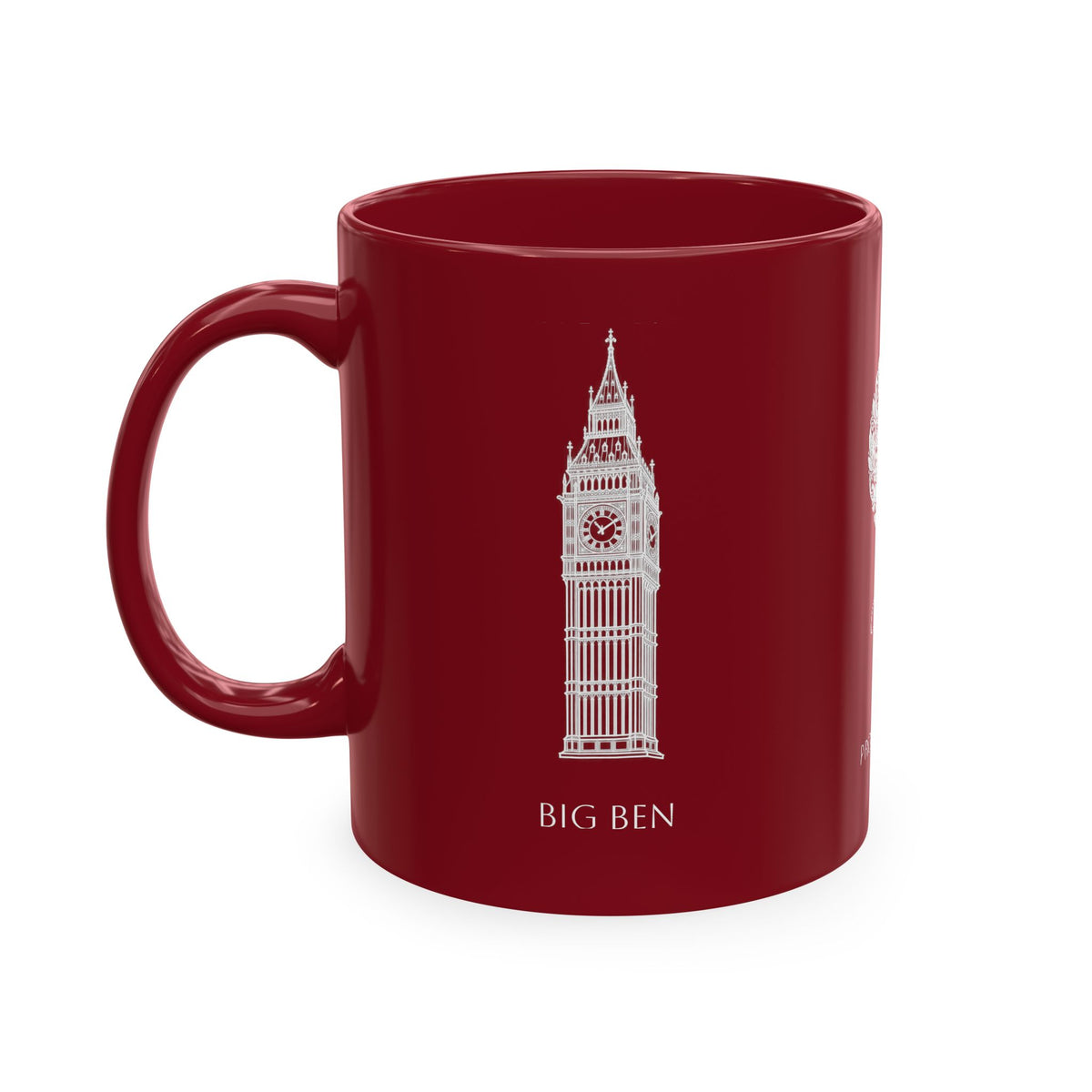Personalized Initials and Name Monogram Wreath Mug Ceramic Mug | United Kingdom London Big Ben Accent - Proud & Loyal