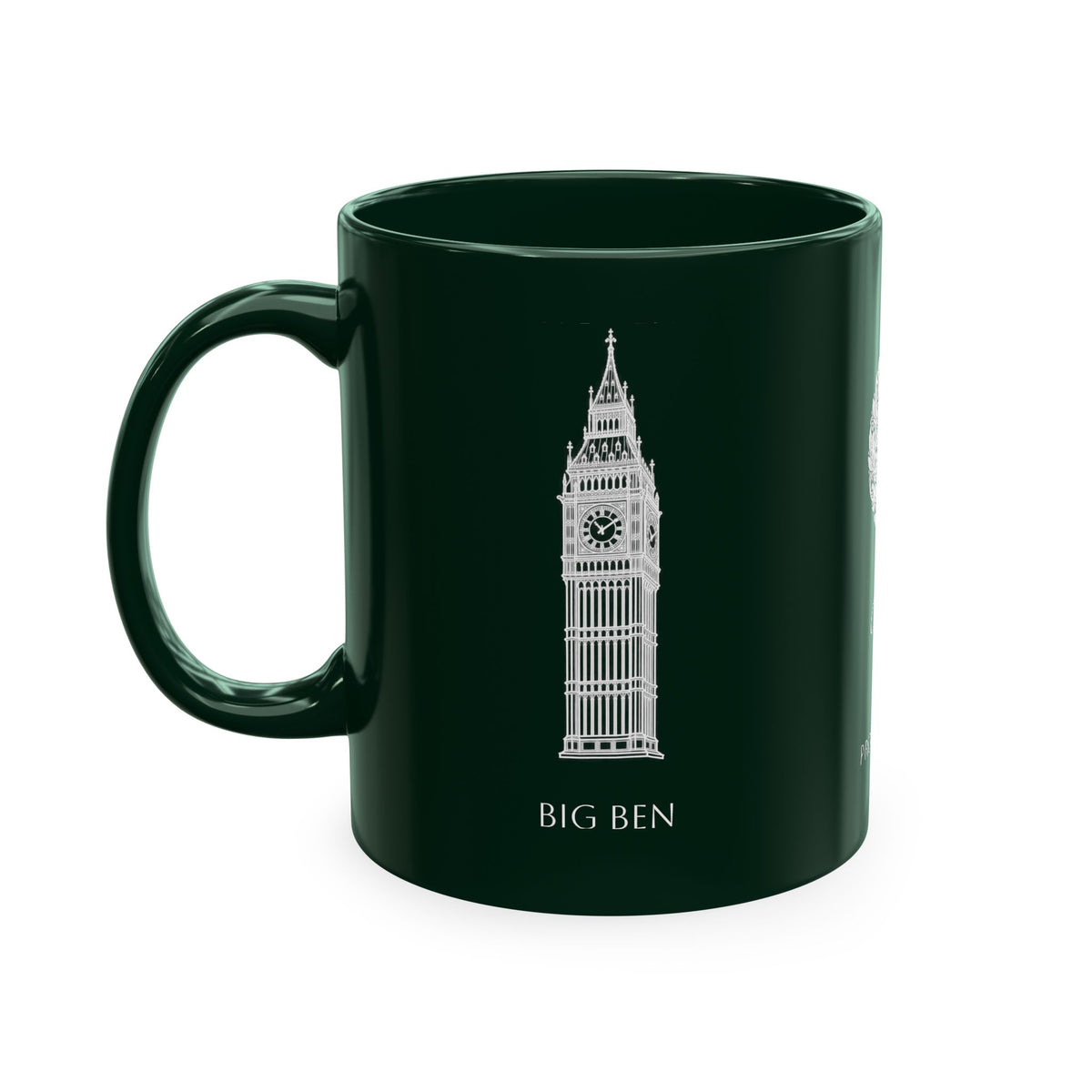 Personalized Initials and Name Monogram Wreath Mug Ceramic Mug | United Kingdom London Big Ben Accent - Proud & Loyal