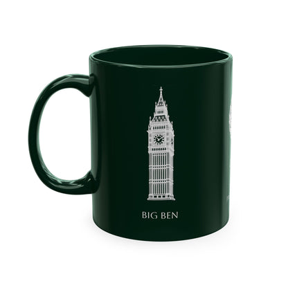 Personalized Initials and Name Monogram Wreath Mug Ceramic Mug | United Kingdom London Big Ben Accent - Proud & Loyal