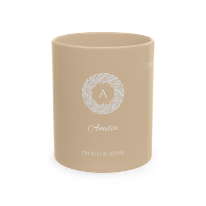 Personalized Initials and Name Monogram Wreath Mug Ceramic Mug | United Kingdom London Big Ben Accent - Proud & Loyal