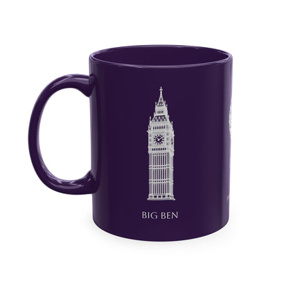 Personalized Initials and Name Monogram Wreath Mug Ceramic Mug | United Kingdom London Big Ben Accent - Proud & Loyal
