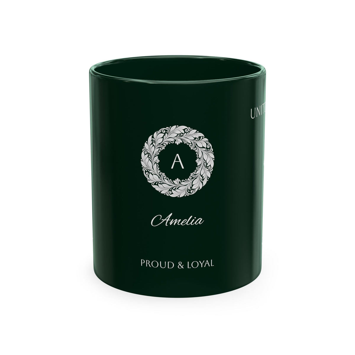 Personalized Initials and Name Monogram Wreath Mug Ceramic Mug | United Kingdom London Big Ben Accent - Proud & Loyal