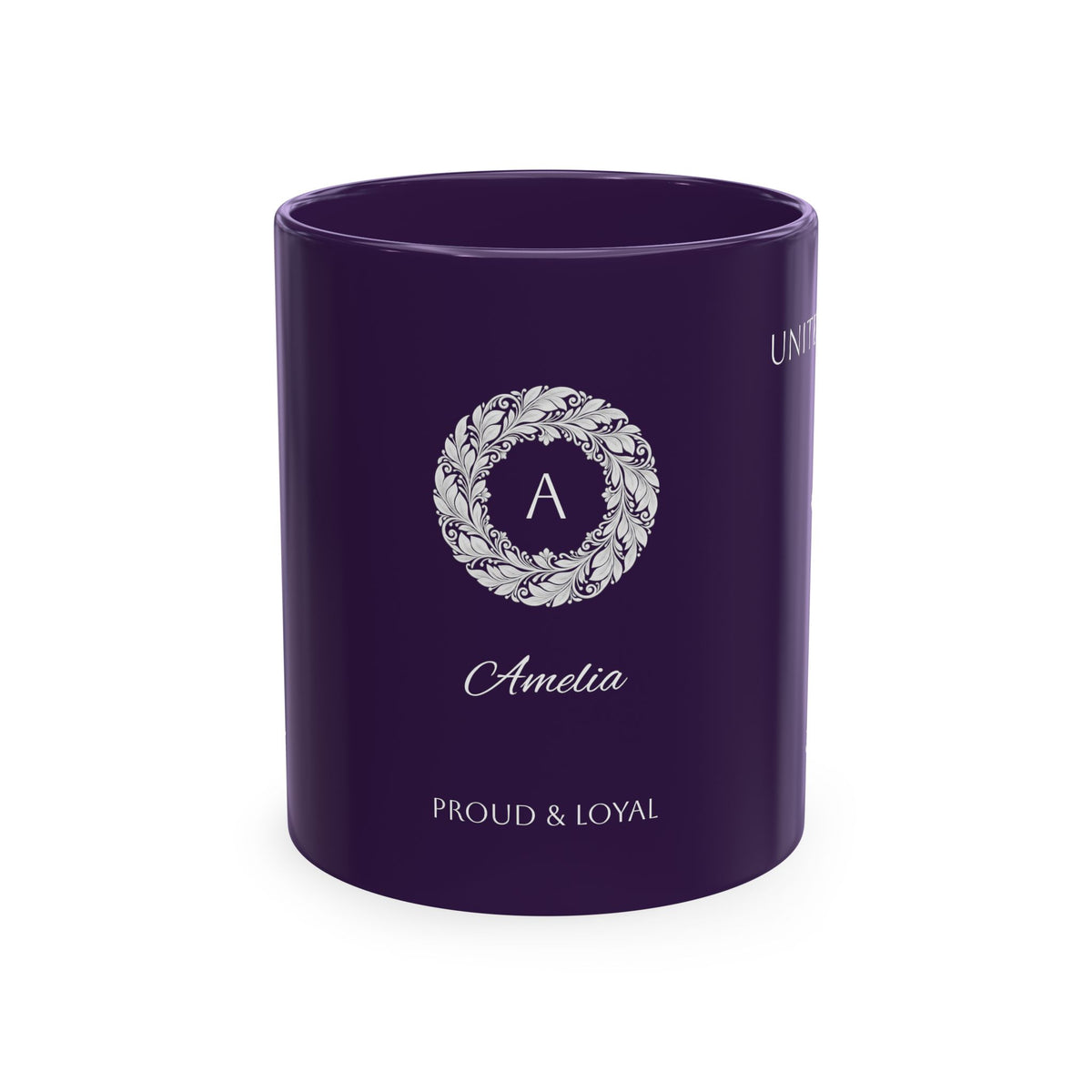 Personalized Initials and Name Monogram Wreath Mug Ceramic Mug | United Kingdom London Big Ben Accent - Proud & Loyal
