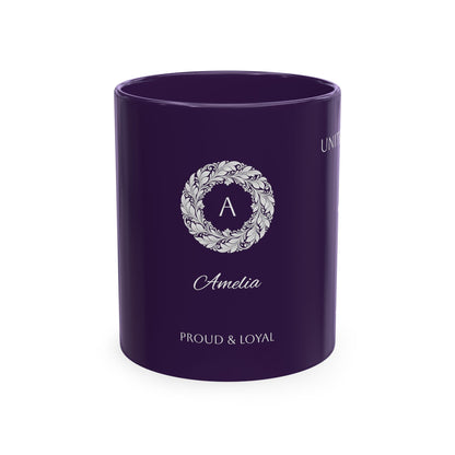 Personalized Initials and Name Monogram Wreath Mug Ceramic Mug | United Kingdom London Big Ben Accent - Proud & Loyal