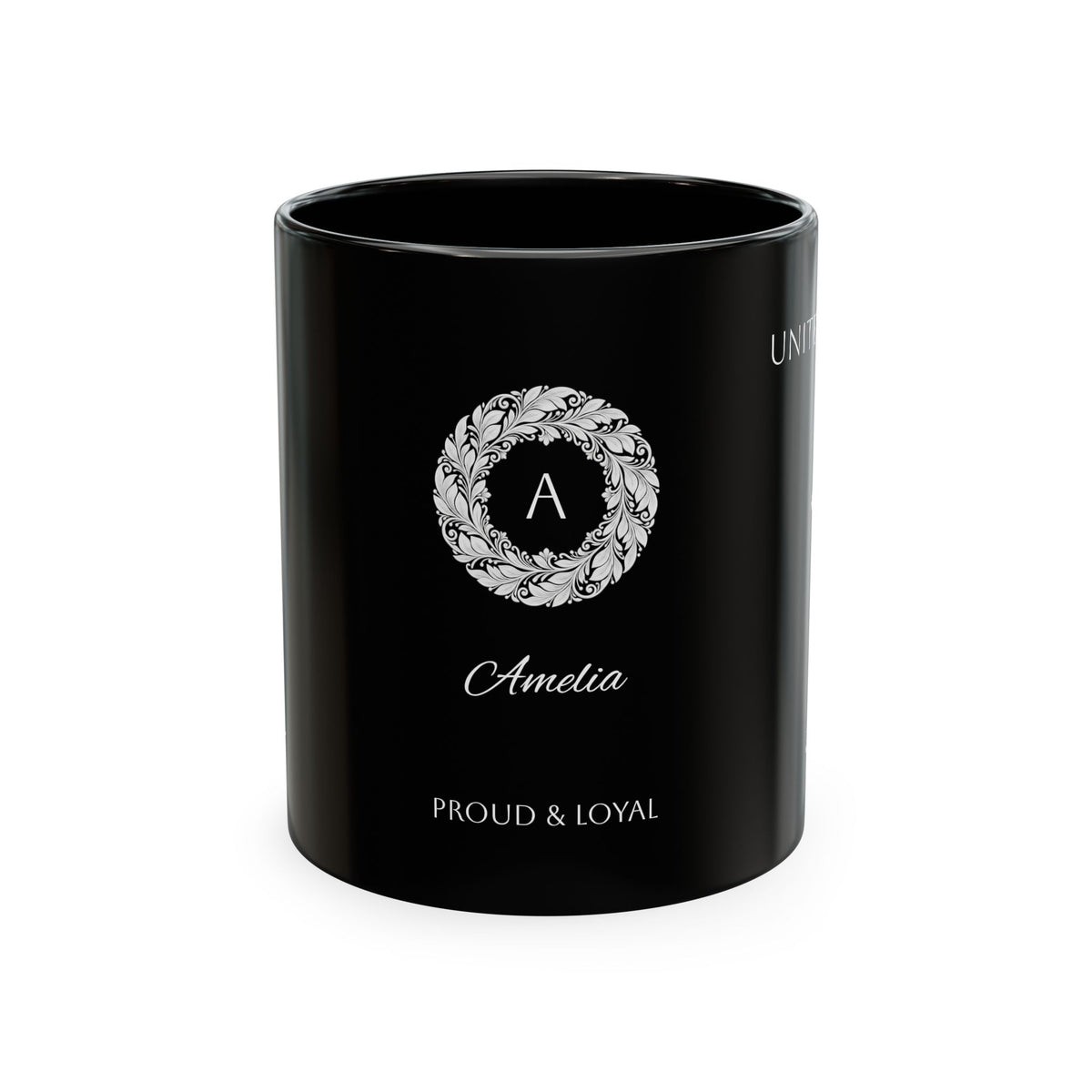 Personalized Initials and Name Monogram Wreath Mug Ceramic Mug | United Kingdom London Big Ben Accent - Proud & Loyal