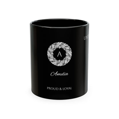 Personalized Initials and Name Monogram Wreath Mug Ceramic Mug | United Kingdom London Big Ben Accent - Proud & Loyal