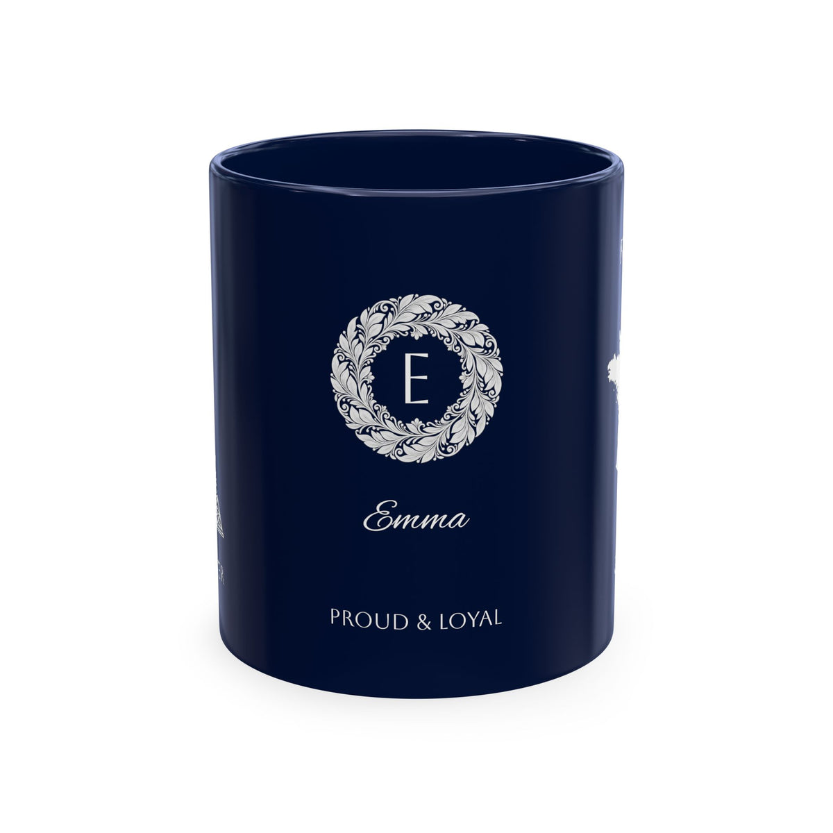 Personalized Initials & Name Monogram Wreath Ceramic Mug | Eiffel Tower Paris Illustration | France Flag and Silhouette Map - Proud & Loyal