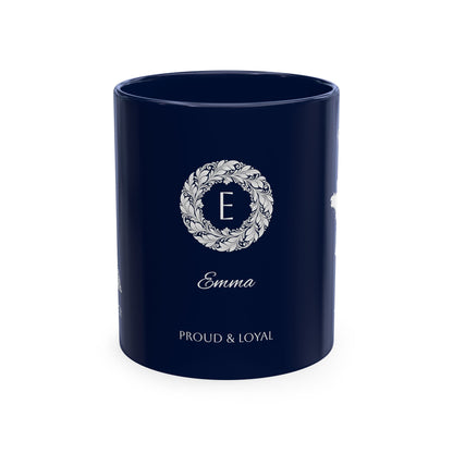 Personalized Initials & Name Monogram Wreath Ceramic Mug | Eiffel Tower Paris Illustration | France Flag and Silhouette Map - Proud & Loyal
