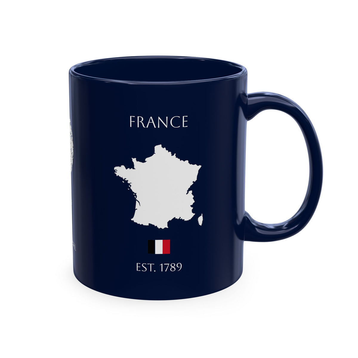 Personalized Initials & Name Monogram Wreath Ceramic Mug | Eiffel Tower Paris Illustration | France Flag and Silhouette Map - Proud & Loyal