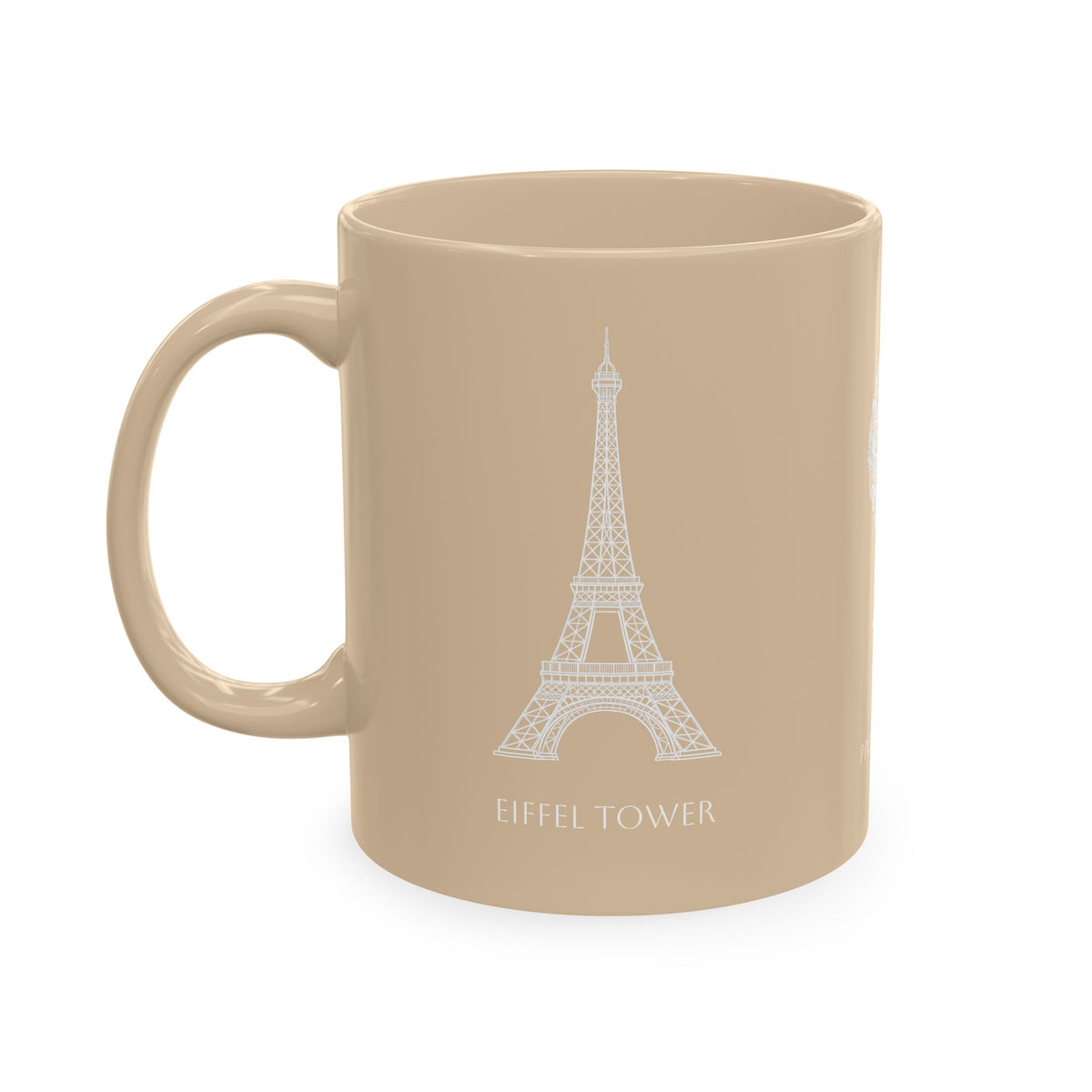 Personalized Initials & Name Monogram Wreath Ceramic Mug | Eiffel Tower Paris Illustration | France Flag and Silhouette Map - Proud & Loyal