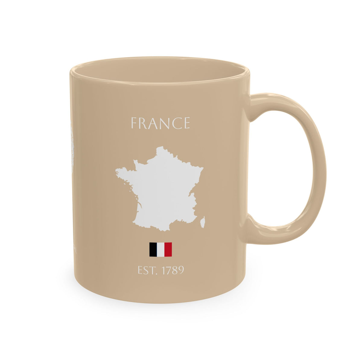 Personalized Initials & Name Monogram Wreath Ceramic Mug | Eiffel Tower Paris Illustration | France Flag and Silhouette Map - Proud & Loyal