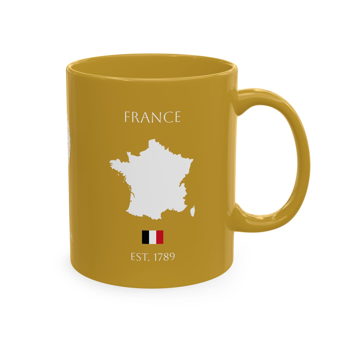 Personalized Initials & Name Monogram Wreath Ceramic Mug | Eiffel Tower Paris Illustration | France Flag and Silhouette Map - Proud & Loyal