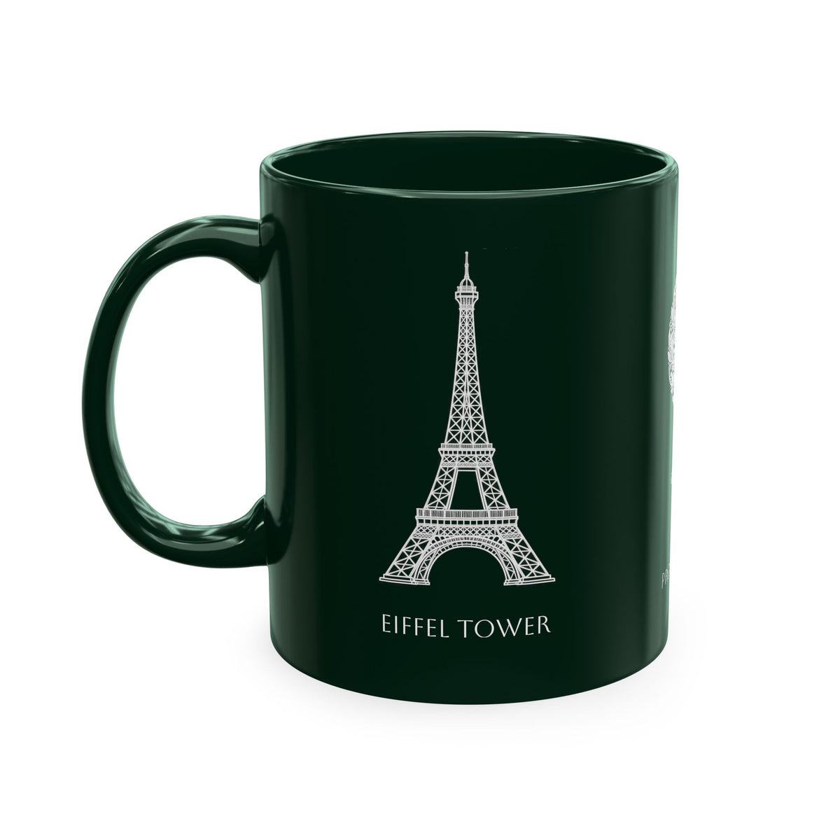 Personalized Initials & Name Monogram Wreath Ceramic Mug | Eiffel Tower Paris Illustration | France Flag and Silhouette Map - Proud & Loyal
