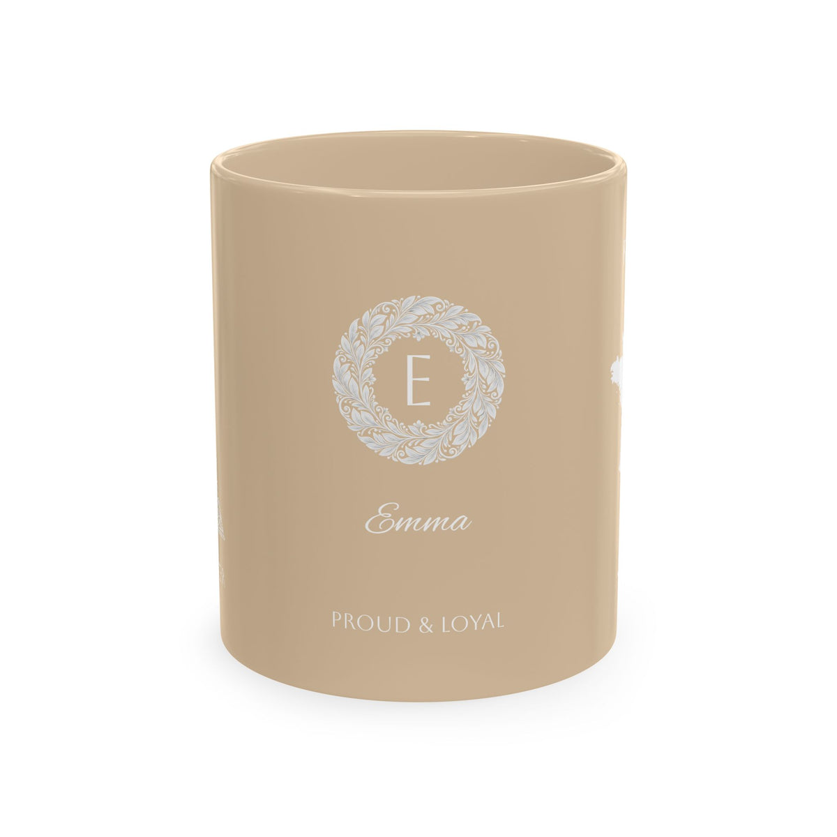 Personalized Initials & Name Monogram Wreath Ceramic Mug | Eiffel Tower Paris Illustration | France Flag and Silhouette Map - Proud & Loyal