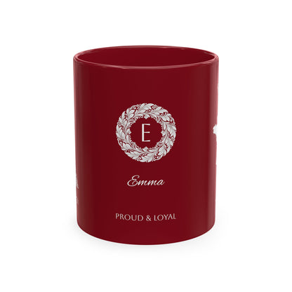 Personalized Initials & Name Monogram Wreath Ceramic Mug | Eiffel Tower Paris Illustration | France Flag and Silhouette Map - Proud & Loyal
