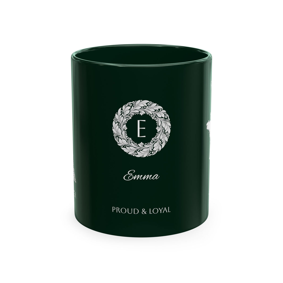 Personalized Initials & Name Monogram Wreath Ceramic Mug | Eiffel Tower Paris Illustration | France Flag and Silhouette Map - Proud & Loyal