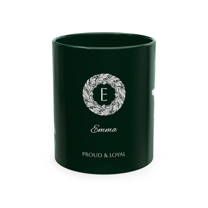 Personalized Initials & Name Monogram Wreath Ceramic Mug | Eiffel Tower Paris Illustration | France Flag and Silhouette Map - Proud & Loyal