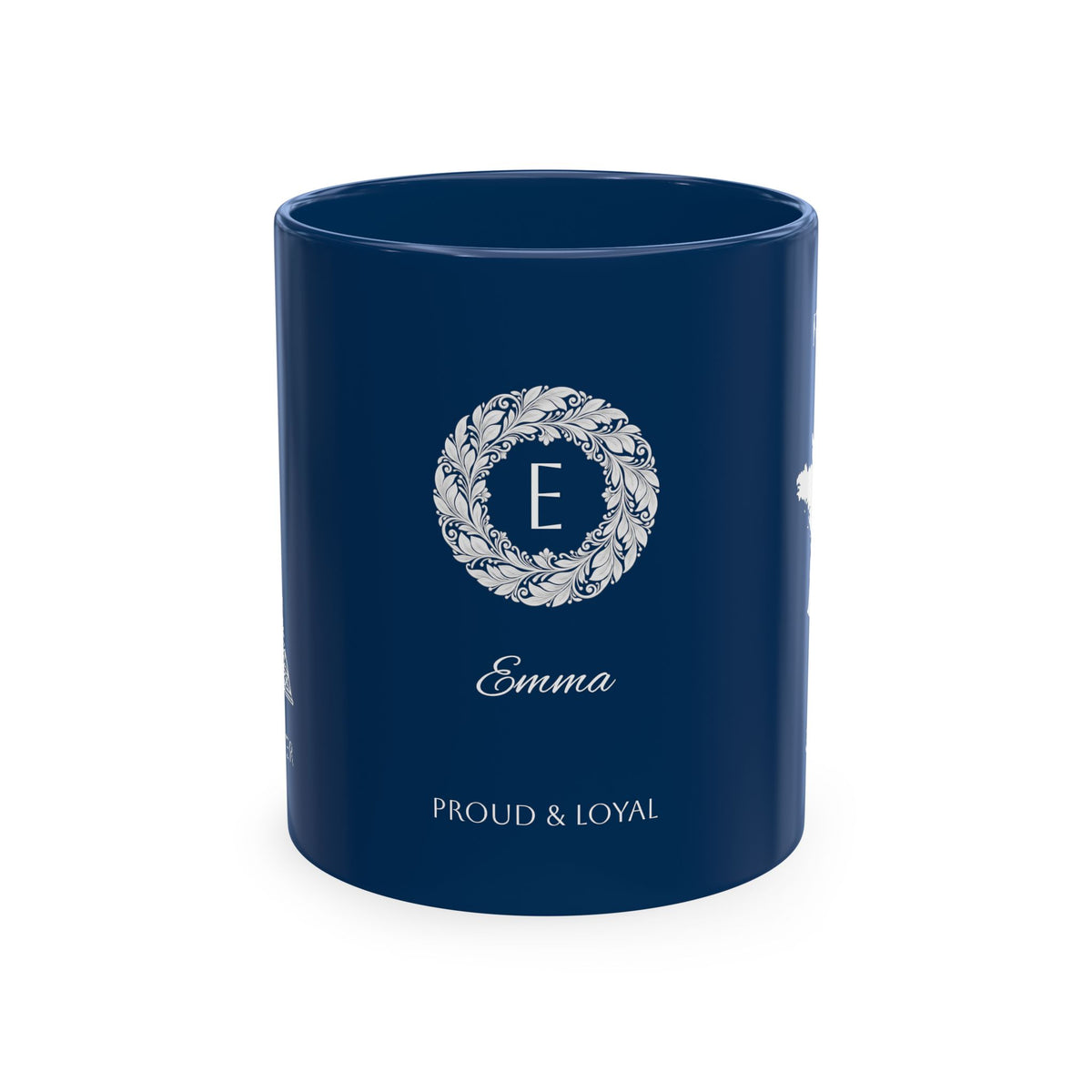 Personalized Initials & Name Monogram Wreath Ceramic Mug | Eiffel Tower Paris Illustration | France Flag and Silhouette Map - Proud & Loyal