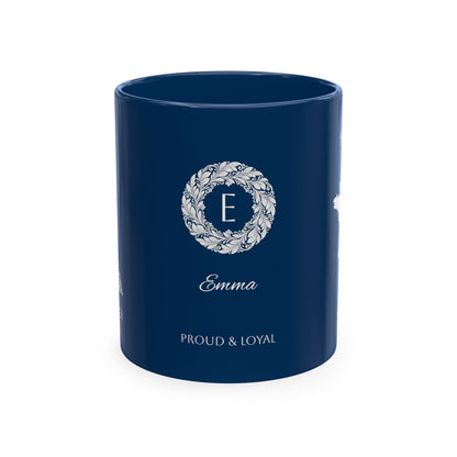 Personalized Initials & Name Monogram Wreath Ceramic Mug | Eiffel Tower Paris Illustration | France Flag and Silhouette Map - Proud & Loyal