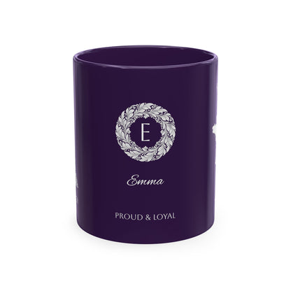 Personalized Initials & Name Monogram Wreath Ceramic Mug | Eiffel Tower Paris Illustration | France Flag and Silhouette Map - Proud & Loyal