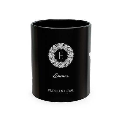 Personalized Initials & Name Monogram Wreath Ceramic Mug | Eiffel Tower Paris Illustration | France Flag and Silhouette Map - Proud & Loyal