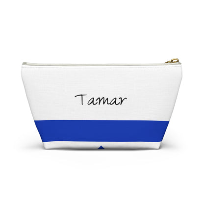 Personalized Israel Flag Accessory Pouch, Israeli Heritage Cosmetic Bag, Custom Name Travel Makeup Organizer, Israel Gift - Proud & Loyal