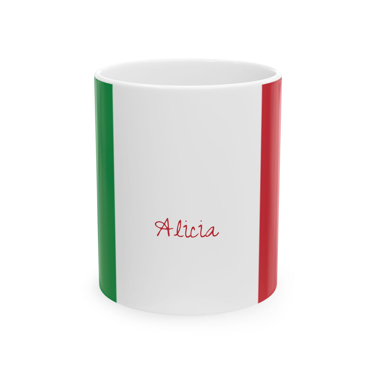 Personalized Italian Flag Striped Mug | Ceramic Coffee Cup, New Citizen, Naturalization Gift, Heritage Gift - Proud & Loyal