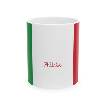 Personalized Italian Flag Striped Mug | Ceramic Coffee Cup, New Citizen, Naturalization Gift, Heritage Gift - Proud & Loyal