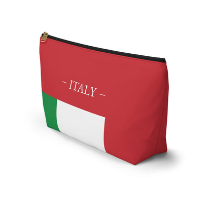 Personalized Italy Flag Accessory Pouch, Italian Heritage Cosmetic Bag, Custom Name Travel Makeup Organizer, Italy Gift - Proud & Loyal