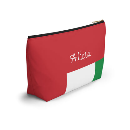 Personalized Italy Flag Accessory Pouch, Italian Heritage Cosmetic Bag, Custom Name Travel Makeup Organizer, Italy Gift - Proud & Loyal