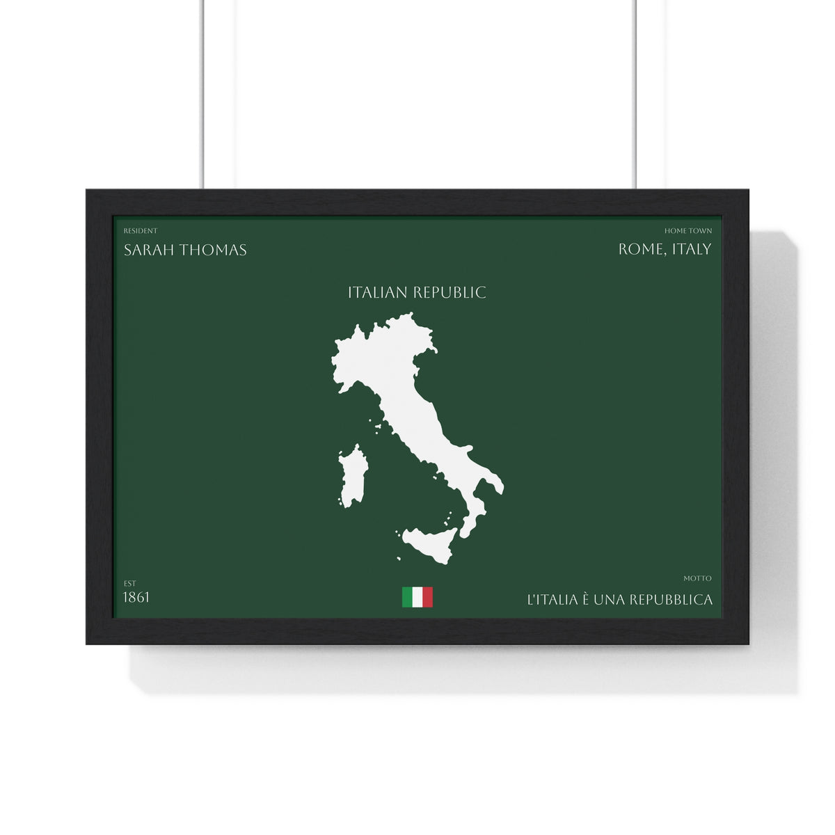 Personalized Italy Map Framed Poster | Italian Heritage Name & Hometown Wall Art - Proud & Loyal